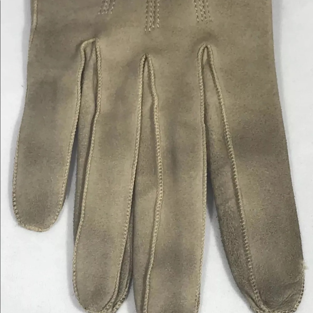 Vintage FOWNES Own Make Women Gloves Beige All Leather 54C Made In France AS IS